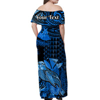 Custom Hawaii Monk Seal Matching Dress and Hawaiian Shirt Kakau with Kanaka Blue LT14 - Polynesian Pride