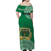(Custom Your Class Year) Tonga Saineha High School Off Shoulder Long Dress Class Of Year Tongan Ngatu Pattern LT14 - Polynesian Pride