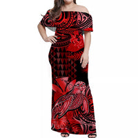 Custom Hawaii Monk Seal Matching Dress and Hawaiian Shirt Kakau with Kanaka Red LT14 - Polynesian Pride
