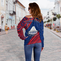 (Custom Personalised) F.A.S.T Samoa Off Shoulder Sweater Samoan Coat Of Arms Polynesian Pattern LT14 - Polynesian Pride