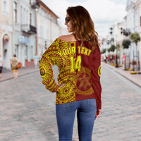 (Custom Text And Number) Tonga High School Off Shoulder Sweater Class Of Year Tongan Ngatu Pattern LT14 - Polynesian Pride