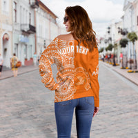 (Custom Personalised) Tailulu Tonga College Off Shoulder Sweater Tongan Ngatu Pattern LT14 - Polynesian Pride