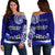 (Custom Personalised) American Samoa Off Shoulder Sweater Fautasi Race Samoan Pattern Ver.01 LT14 Women Blue - Polynesian Pride