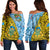 Tuvalu 1978 Off Shoulder Sweater Happy 44th Independence Anniversary Polynesian Pattern LT14 Women Yellow - Polynesian Pride