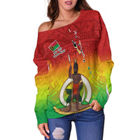 (Custom Personalised) Vanuatu Independence Day Off Shoulder Sweater 42nd Anniversary Yumi Yumi Yumi LT13 - Polynesian Pride