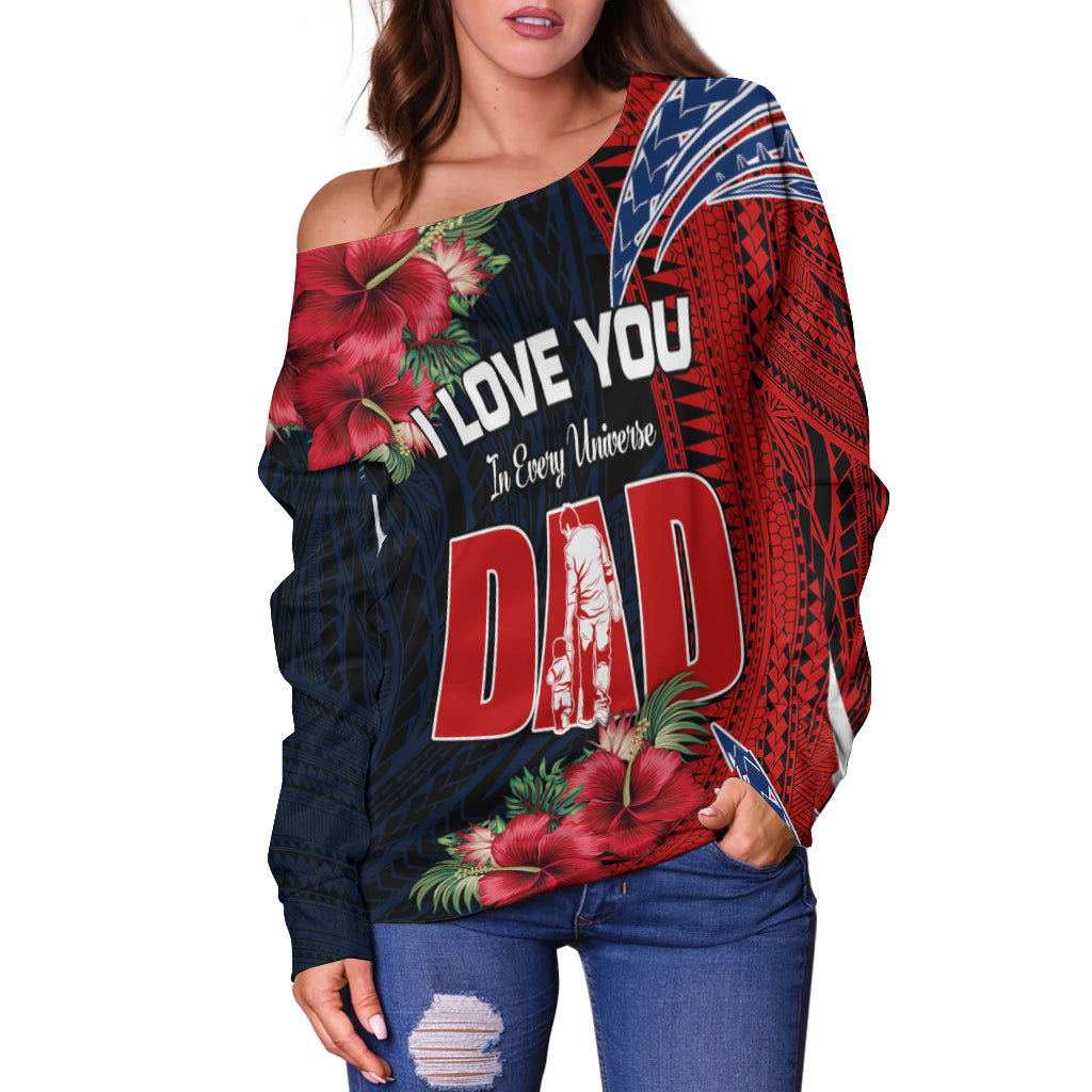 Samoa Fathers Day Off Shoulder Sweater Polynesian Best Dad Ever LT13 - Polynesian Pride