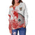 (Custom Personalised) Fiji Tapa Off Shoulder Sweater Red Fijian Masi Be Loved Hibiscus LT13 - Polynesian Pride