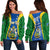 (Custom Personalised) Solomon Islands Day Off Shoulder Sweater 44 Years Independence Anniversary LT13 Women Green - Polynesian Pride