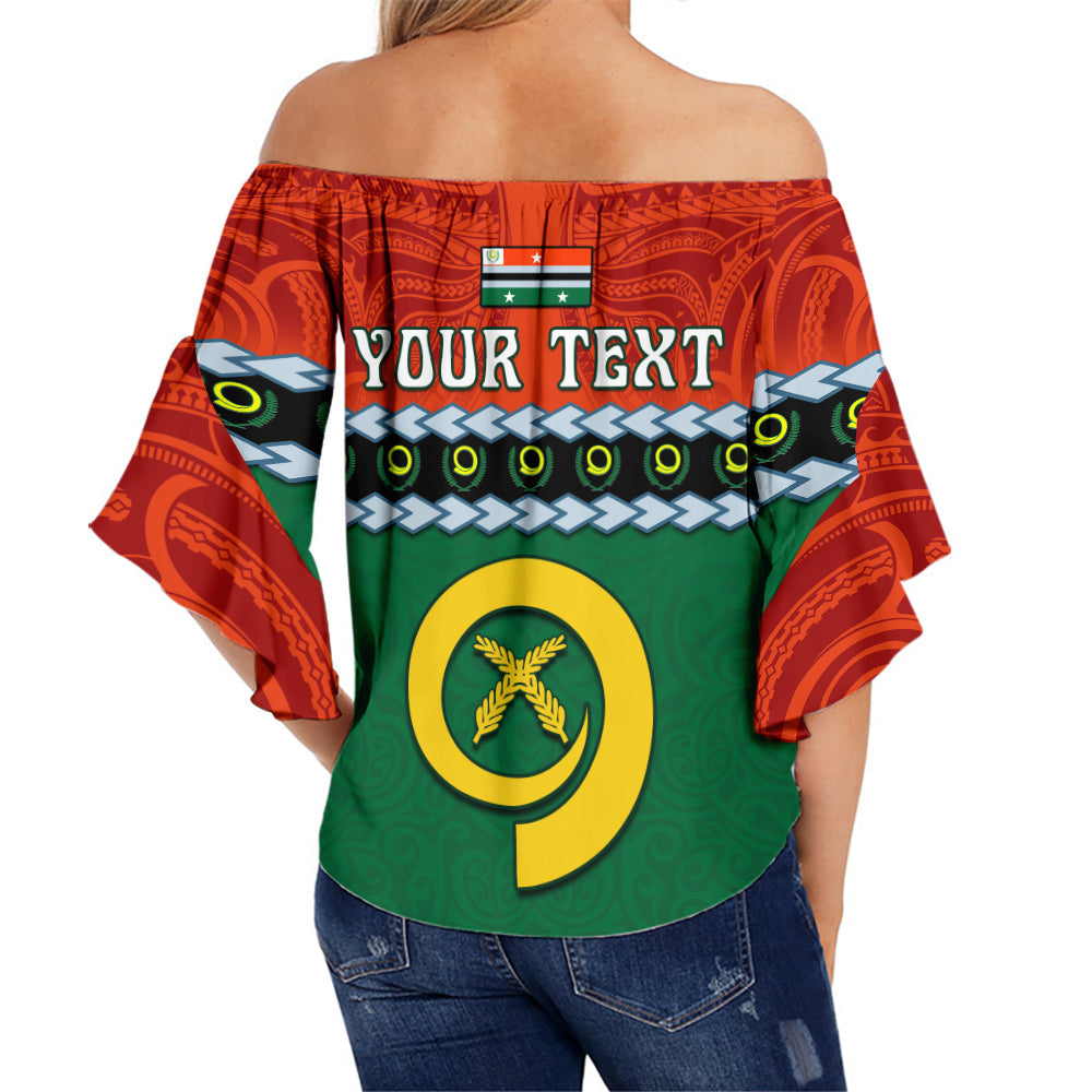 (Custom Personalised) Penama Province Off Shoulder Waist Wrap Top Vanuatu Pig Tusk Polynesian Flag Style LT14 - Polynesian Pride