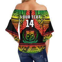 (Custom Text And Number) Samoa Rugby Off Shoulder Waist Wrap Top Teuila Torch Ginger Gradient Style LT14 - Polynesian Pride