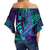 (Custom Personalised) Polynesian Off Shoulder Waist Wrap Top Purple Paradise Hawaiian Tribal Hammerhead Shark LT14 - Polynesian Pride