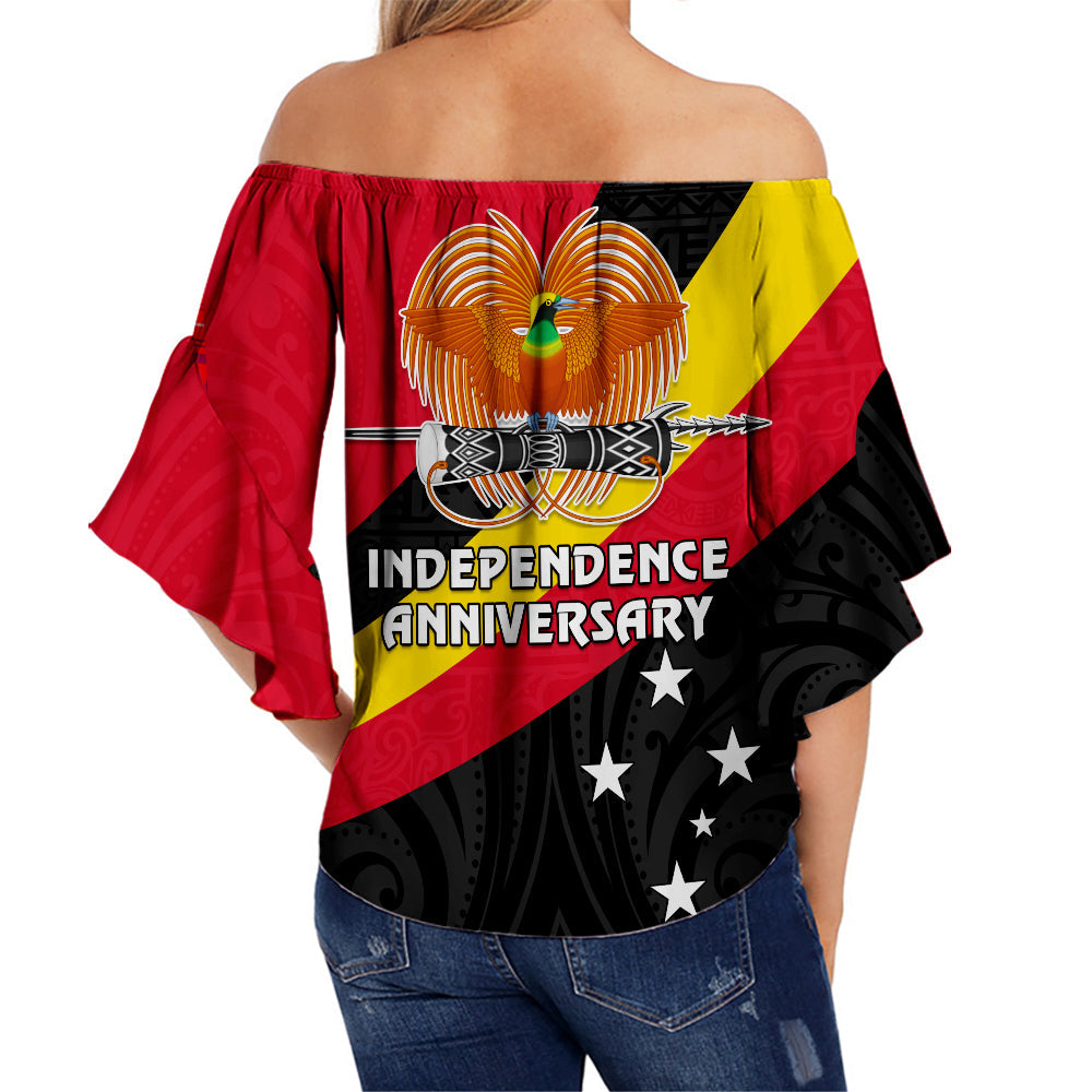 Papua New Guinea Happy 47th Off Shoulder Waist Wrap Top Independence Day LT13 - Polynesian Pride