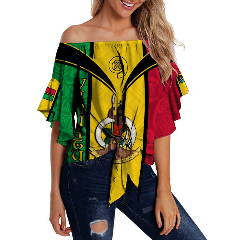 Vanuatu Off Shoulder Waist Wrap Top Pig Tusk Polynesian LT13 Women Yellow - Polynesian Pride