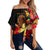 (Custom Personalised) Papua New Guinea Off Shoulder Waist Wrap Top Bird of Paradise LT13 Women Black - Polynesian Pride