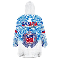 Samoa Rugby Wearable Blanket Hoodie Toa Samoa Polynesian Pacific White Version LT14 - Polynesian Pride
