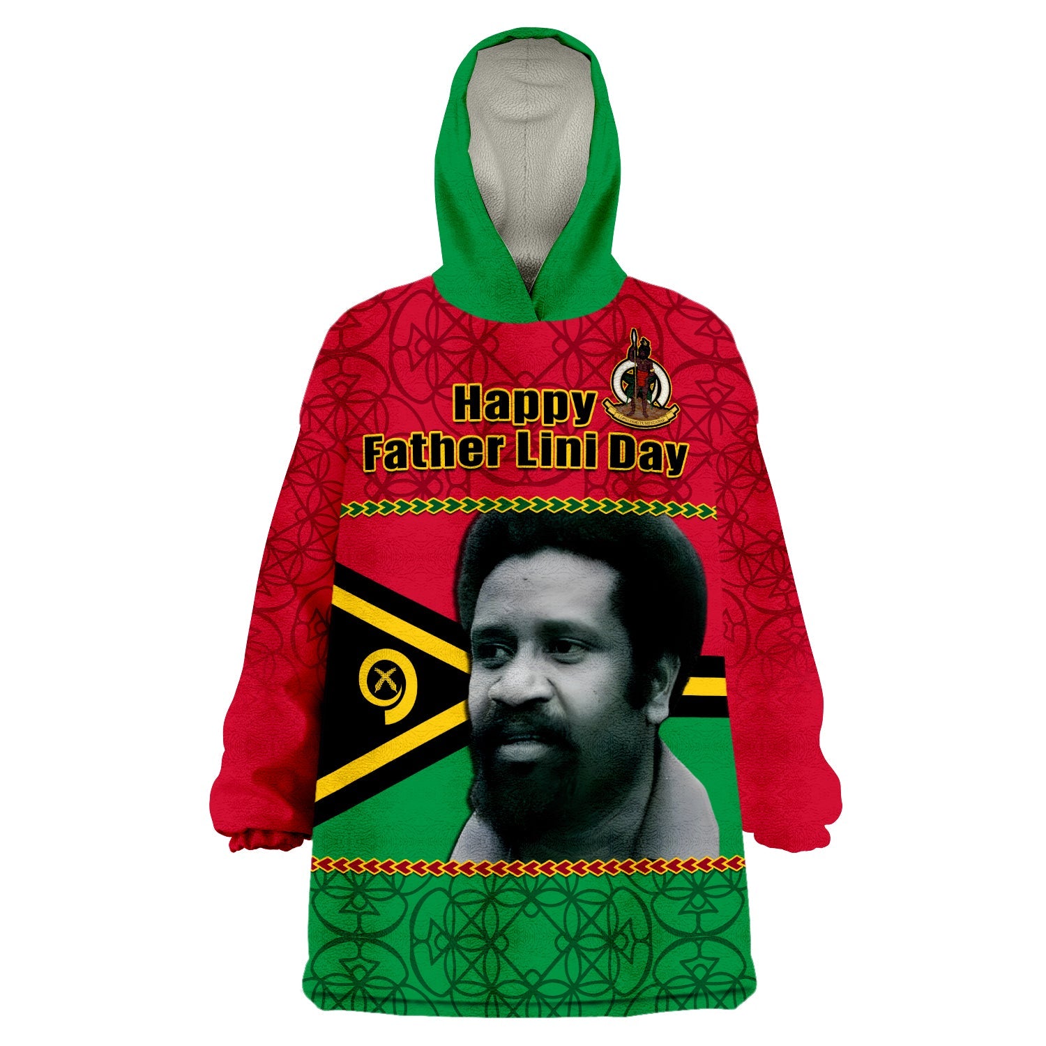 Vanuatu Wearable Blanket Hoodie Vanuatuan Flag Sand Drawing Happy Father Lini Day LT14 Unisex One Size - Polynesian Pride