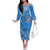 Apifoou College Tonga Off Shoulder Long Sleeves Dress Kupesi Style - Ver01 LT7 Women Blue - Polynesian Pride