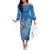 Apifoou College Tonga Off Shoulder Long Sleeves Dress Kupesi Style - Ver02 LT7 Women Blue - Polynesian Pride