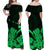 Hawaii Shaka Sign Off Shoulder Long Dress Green Version LT9 - Polynesian Pride