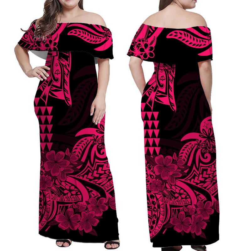 Hawaii Kakau Matching Dress and Hawaiian Shirt Polynesian Flower Tribal Pink Version LT9 - Polynesian Pride