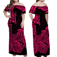 Hawaii Kakau Matching Dress and Hawaiian Shirt Polynesian Flower Tribal Pink Version LT9 - Polynesian Pride