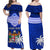 (Custom Personalised) Fiji Coat Of Arms Off Shoulder Long Dress Polynesian Tapa Palm Tree LT9 Women Blue - Polynesian Pride