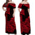 Hawaii Kakau Off Shoulder Long Dress Polynesian Floral Tribal Red Version LT9 - Polynesian Pride