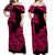 Hawaii Kakau Off Shoulder Long Dress Polynesian Floral Tribal Pink Version LT9 - Polynesian Pride