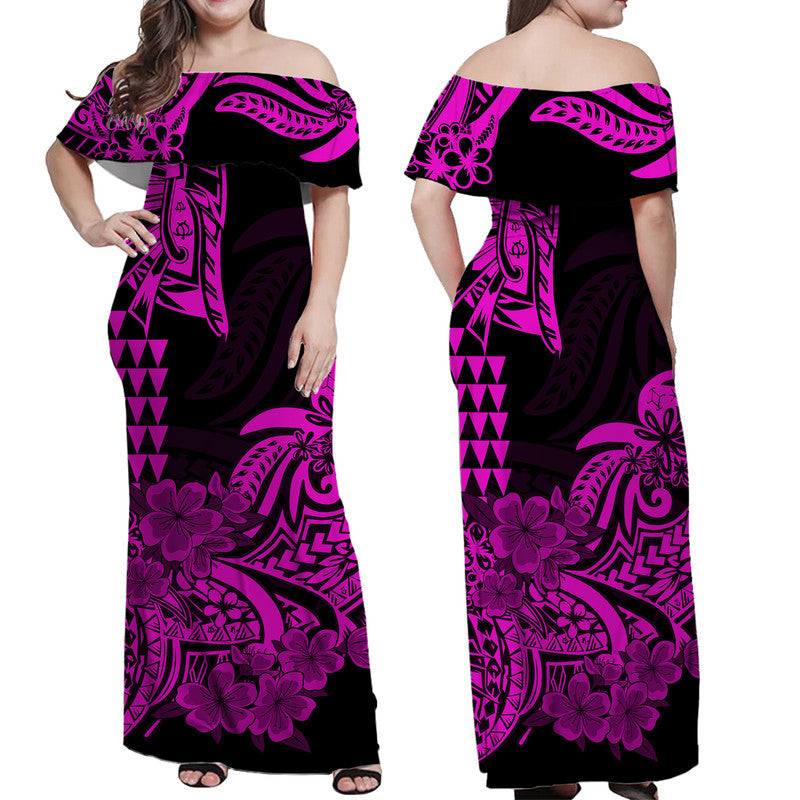 Hawaii Kakau Matching Dress and Hawaiian Shirt Polynesian Flower Tribal Purple Version LT9 - Polynesian Pride