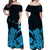 Hawaii Shaka Sign Off Shoulder Long Dress Blue Version LT9 - Polynesian Pride