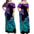 Hawaii Kakau Off Shoulder Long Dress Polynesian Floral Tribal Heliotrope Version LT9 - Polynesian Pride