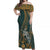 Hawaiian King Kamehameha Off Shoulder Long Dress Vibe Green Style LT6 Women Green - Polynesian Pride