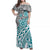 Traditional Polynesian Tribal Tattoo Retro Women Off shoulder Long Dress Turquoise LT9 Women Turquoise - Polynesian Pride