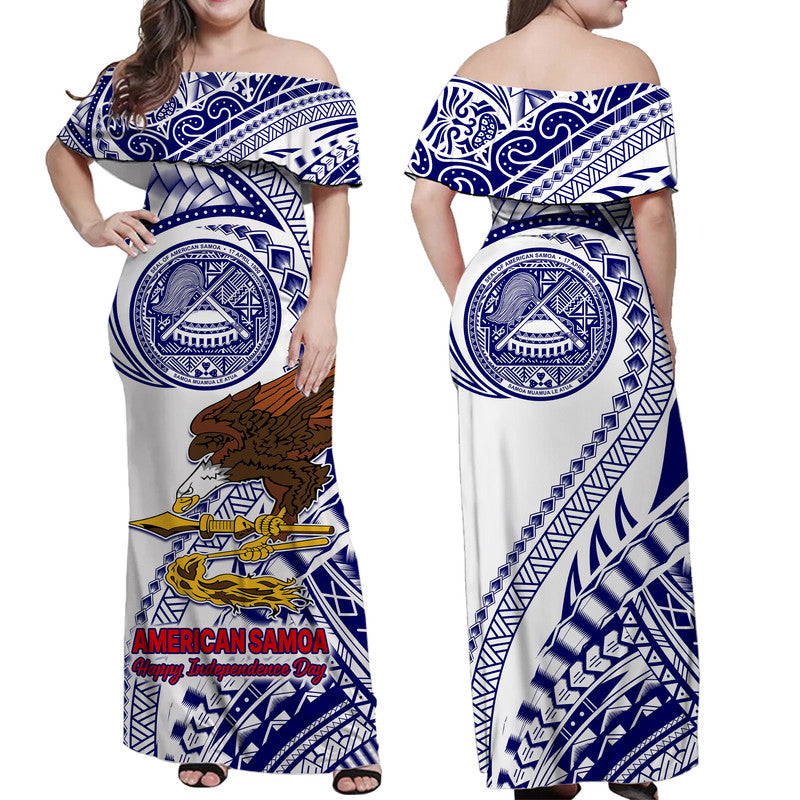 American Samoa Independence Day Women Off Shoulder Long Dress Simple Style LT9 Women White - Polynesian Pride