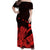 Polynesian Couple Outfits Hawaii Shaka Sign Couple Long Dress and Hawaiian Shirt Red Version LT9 - Polynesian Pride