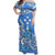 FSM Kosrae State Off Shoulder Long Dress Polynesian Floral Tribal LT9 Women Blue - Polynesian Pride