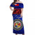 (Custom Personalised) Tonga Emancipation Day Off Shoulder Long Dress Independence Day - Unique Kahoa Heilala Flower - Blue LT8 Women Blue - Polynesian Pride