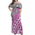 Traditional Polynesian Tribal Tattoo Retro Women Off shoulder Long Dress Pink LT9 Women Pink - Polynesian Pride