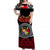 (Custom Personalised) Tonga Emancipation Day Off Shoulder Long Dress Independence Day - Fancy Kahoa Heilala Flower - Black Red LT8 Women Black - Polynesian Pride