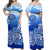 Federated States Of Micronesia Off Shoulder Long Dress Polynesian Floral Tribal LT9 Women Blue - Polynesian Pride