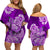 Polynesian Floral Tribal Off Shoulder Short Dress - Purple LT9 - Polynesian Pride