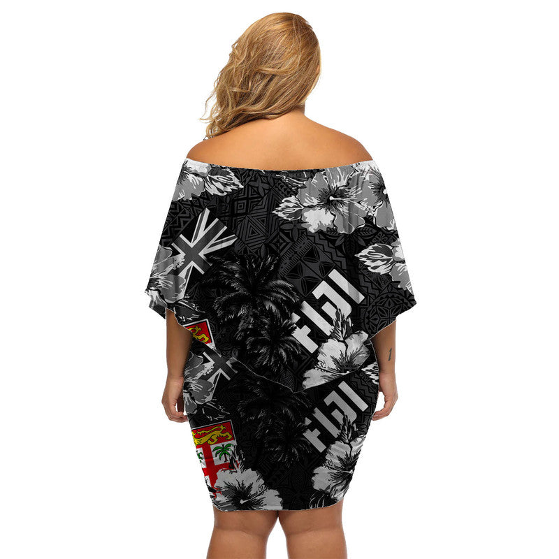 Fiji Hibiscus Off Shoulder Short Dress Hawaii Style No.3 LT6 - Polynesian Pride