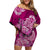 Polynesian Floral Tribal Off Shoulder Short Dress Pink LT9 Women Pink - Polynesian Pride