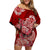 Polynesian Floral Tribal Off Shoulder Short Dress - Red LT9 Women Red - Polynesian Pride