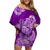 Polynesian Floral Tribal Off Shoulder Short Dress - Purple LT9 Women Purple - Polynesian Pride