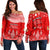 Tonga Kupesi Ngatu Merry Christmas Women Off Shoulder Sweater LT9 Women Red - Polynesian Pride