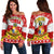 Tonga Christmas Kilisimasi Fiefia Coat Of Arms Women Off Shoulder Sweater LT9 Women Red - Polynesian Pride