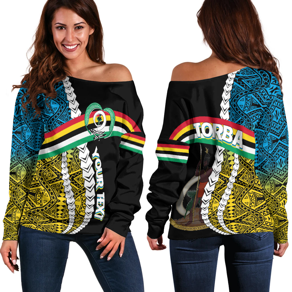 (Custom Personalised) Vanuatu Torba Province Off Shoulder Sweater Torba Flag Polynesian Pattern LT7 - Polynesian Pride