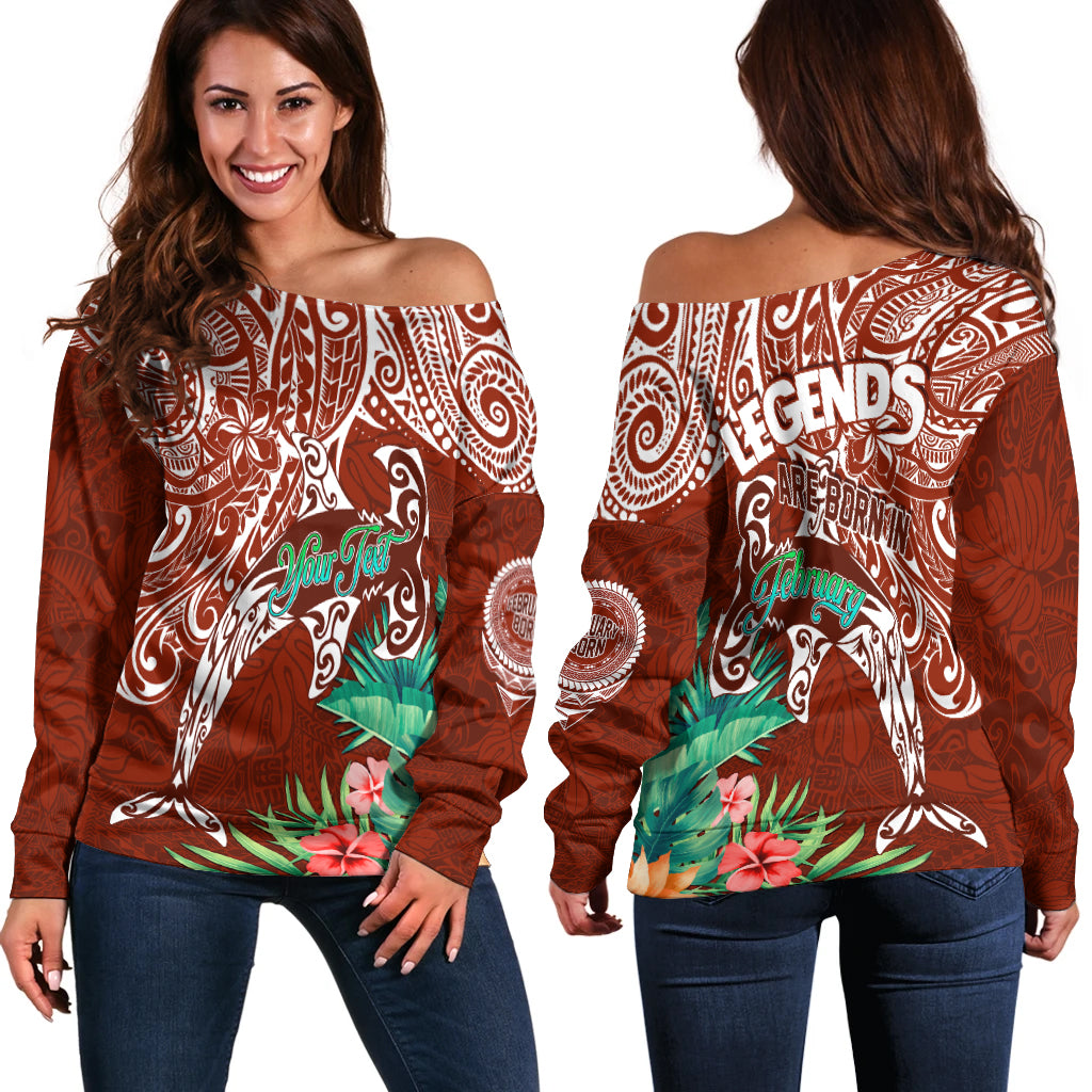 (Custom Personalised) Polynesian Birthday Off Shoulder Sweater Legends Are Born In February LT7 - Polynesian Pride