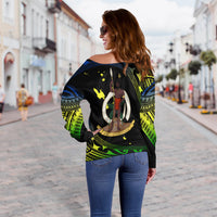 Vanuatu Proud To Be A Ni-Van - Polynesian Pattern Off Shoulder Sweater - Malampa Province LT7 - Polynesian Pride